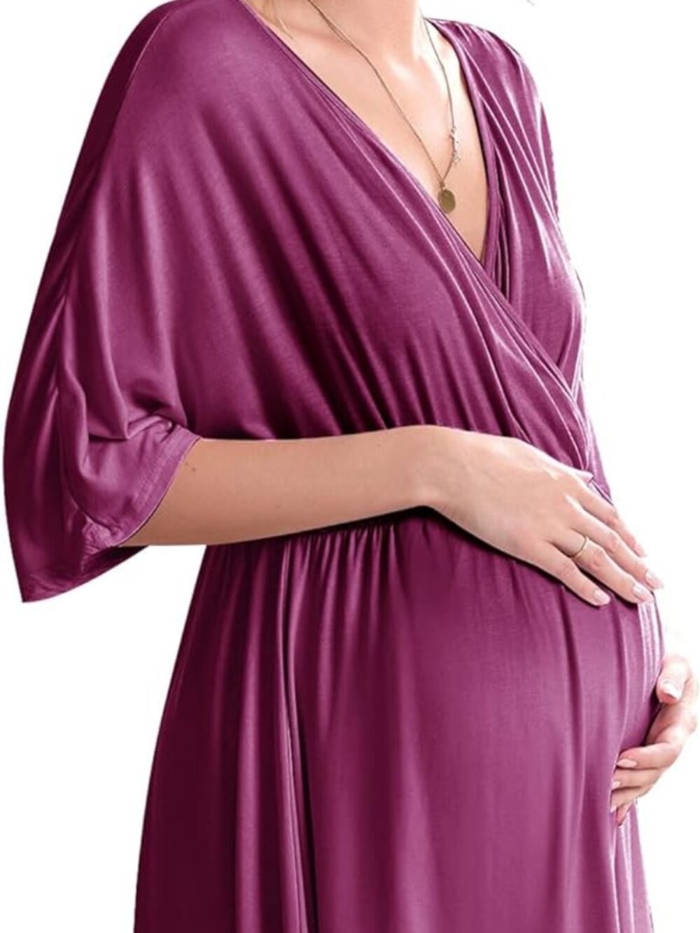 Ekouaer 3 in 1 Labor/Delivery/Hospital Gown Maternity Dress Nursing XL Purple